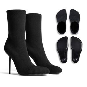 BALENCIAGA WOMEN'S ANATOMIC 110MM HEEL TOE BOOTIE IN BLACK SIZE 37 NIB